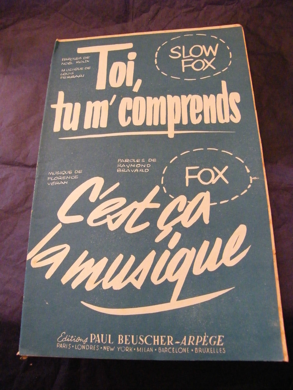 Partition You Understand Me Ferrari That's The Music Véran 1956 Music Sheet