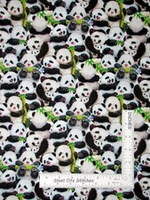 Panda Sanctuary Pandas Bears Asian Digital Cotton Fabric Studio E 12" Length
