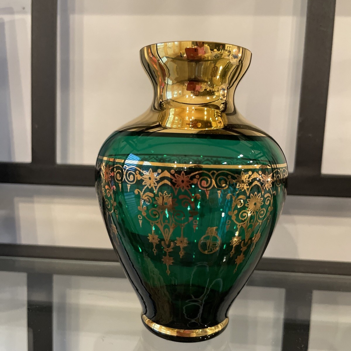 VR Vecchia Murano Green Art Glass Gold Gilt vase Chandelier