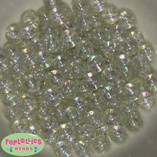 12mm Clear Acrylic Glitter Style Bubblegum Beads Lot 40 pc.chunky gumball
