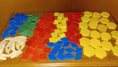 Geometric Pattern Blocks Lot Multi Color Shapes Hard Plastic