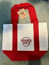 Trader Joe’s RED Heavy Duty Mini Canvas Tote Bag Brand New Limited Edition