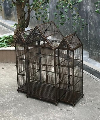large FRENCH antique BIRD CAGE WROUGHT IRON new beautiful
