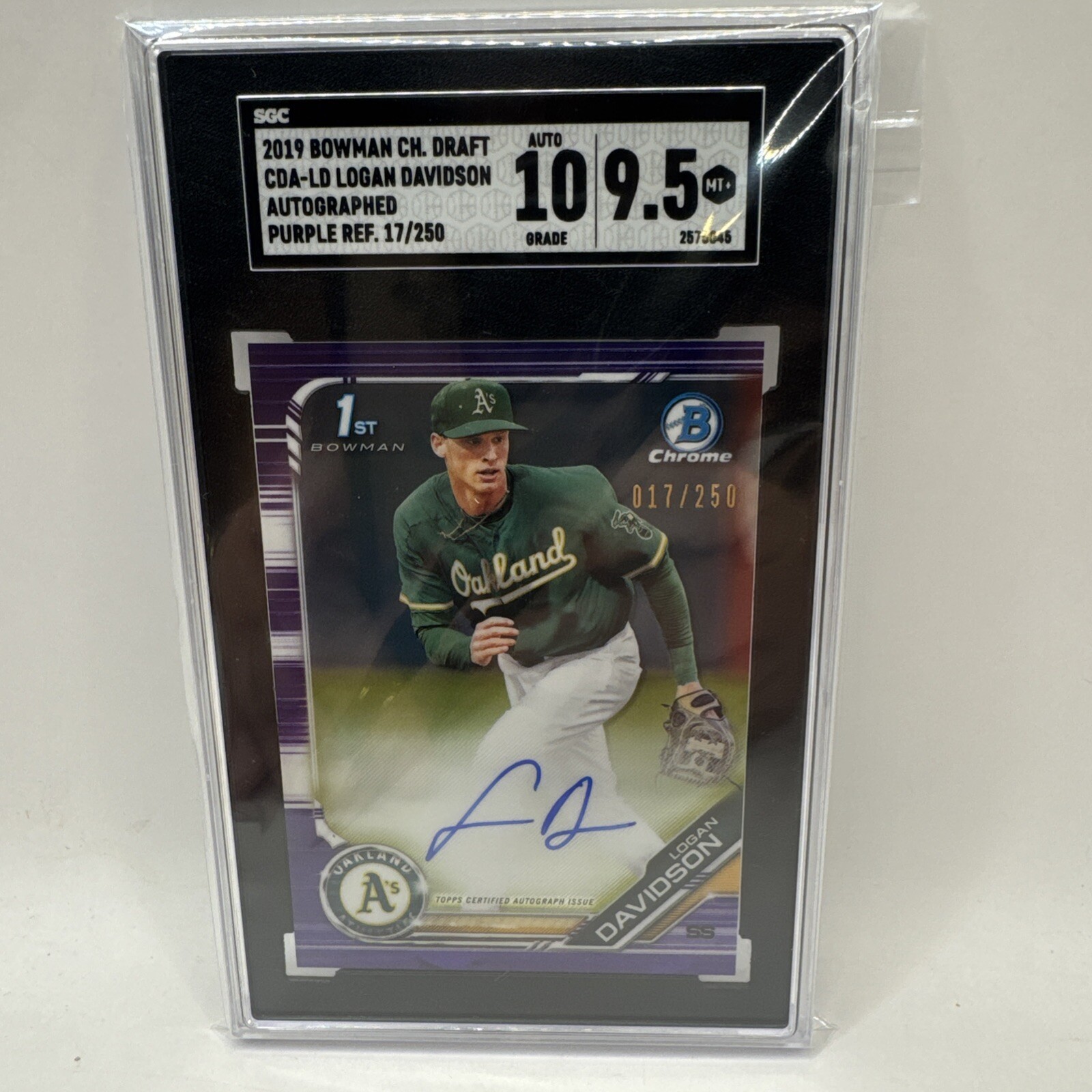 2019 Bowman Chrome Draft Autographs Purple Refractors #CDALD Logan Davidson/250