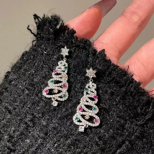 2.10Ct Round Cut Lab Created Diamond Women's Drop Earrings 14K White Gold Plated - Picture 3 of 7