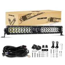 AUXBEAM 22" 139W 16320LM Dual Row LED Light Bar White&Amber DRL Truck SUV ATV