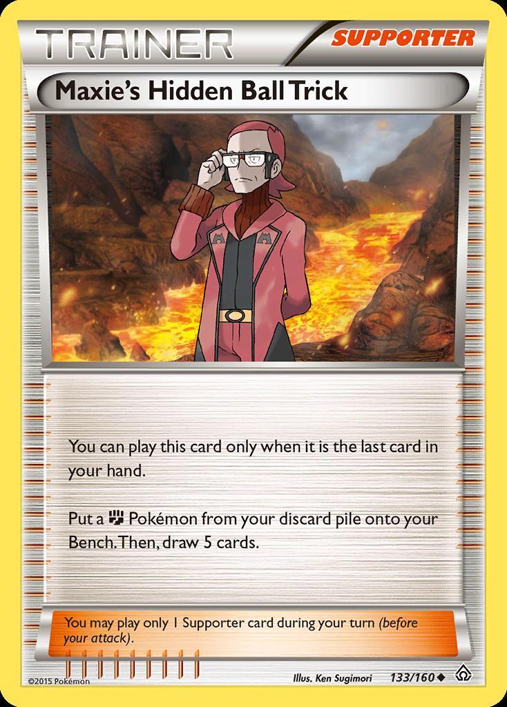 Pokemon Maxie's Hidden Ball Trick (133/169) Primal Clash LP REVERSE HOLO