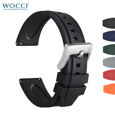 WOCCI Hevea Watch Straps FKM Rubber Not Adsorb Dust 18mm 20mm 22mm 24mm Band