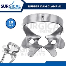 10 Pcs Endodontic Rubber Dam Clamps #1 Stainless Steel Surgical Dental German Gr