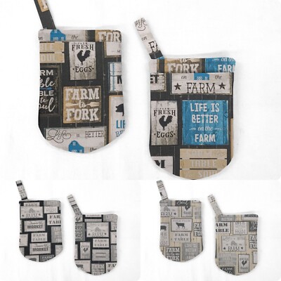 Farm To Table Oven Mitts (Set of 2) (3 Colors Available)