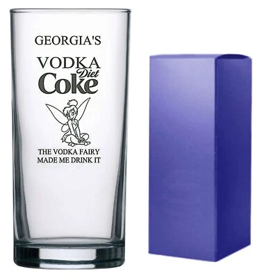 Personalised Engraved HIBALL MIXER GLASS VODKA FAIRY. VODKA DIET COKE FAIRY