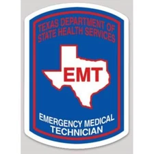 4 Inch Non Reflective Texas State EMT Emergency Medical Technician Blue Sticker
