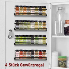 4er Gewürzregal Gewürzhalter Küchenregal Ohne Bohren Hängend Wand Schwarz Metall