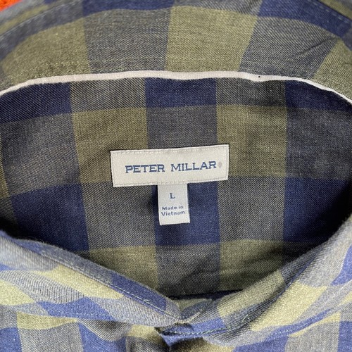 PETER MILLAR Mens LARGE Thorp Cotton Sport Shirt Juniper Multicolor NEW $160 - Picture 3 of 8