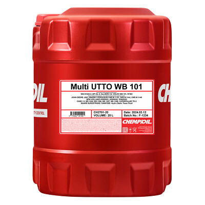 CHEMPIOIL UTTO WB 101 Mehrzweck-Öl für Land-und Baumaschinen, 20 Liter