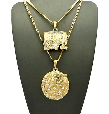 NEW GLORY BOYZ & GLO-GANG PENDANT &24''&30'' C-CUBAN CHAIN NECKLACE SET RC1439
