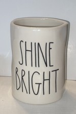 RAE DUNN canister Cup Pencil Makeup Brush Toothbrush Holder SHINE BRIGHT