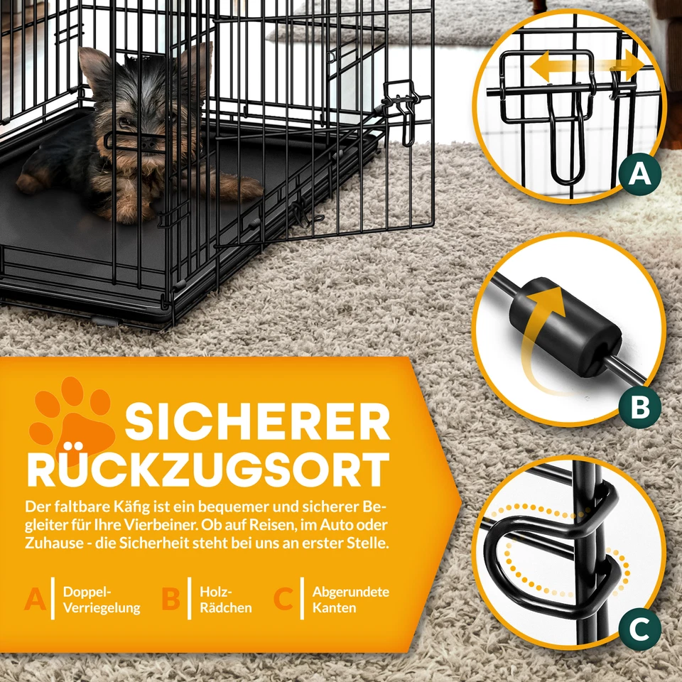 TRESKO® Hundekäfig Metall Transportkäfig Auto Transportbox faltbar Drahtkäfig - Bild 3 von 4