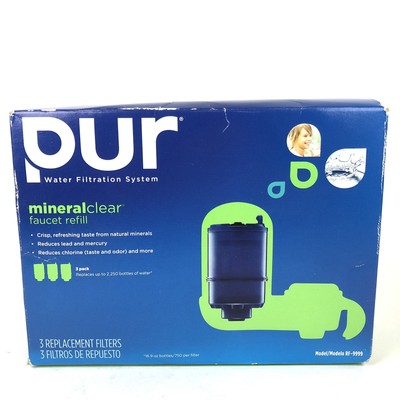 New Pur Faucet Mount Mineralclear 3 Pack Replacement Water Filter