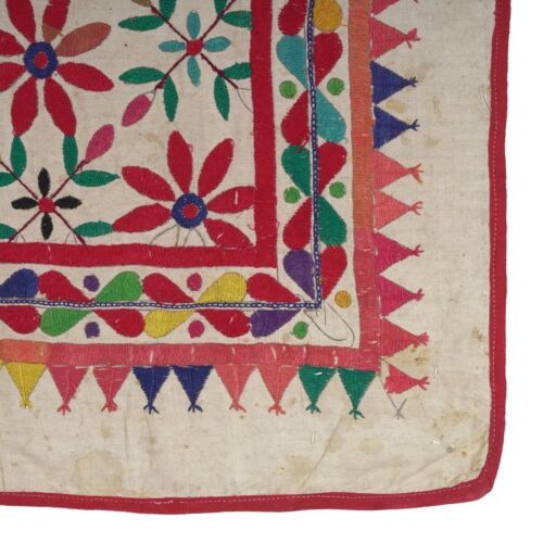 Vintage Wall Hanging Textile Floral Hand Embroidery Cotton Decorative Tapestry - Picture 3 of 7
