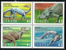 CANADA - SCOTT 1498a - VFNH  - BLOCK OF 4 - PHEHISTORIC LIFE IN CANADA - 1 -1993