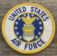 UNITED STATES AIR FORCE MILITARY PATCH White Blue Gold Wings Embroidered Bsa025