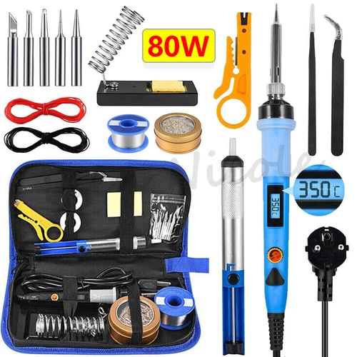 Profi Lötkolben Set Lötset 80W Lötstation Temperatur Einstellbar Soldering Iron