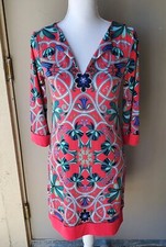 Nicole By Nicole Miller Womans XS Bright Colors Boho Shift Long Sleeve V-Neck