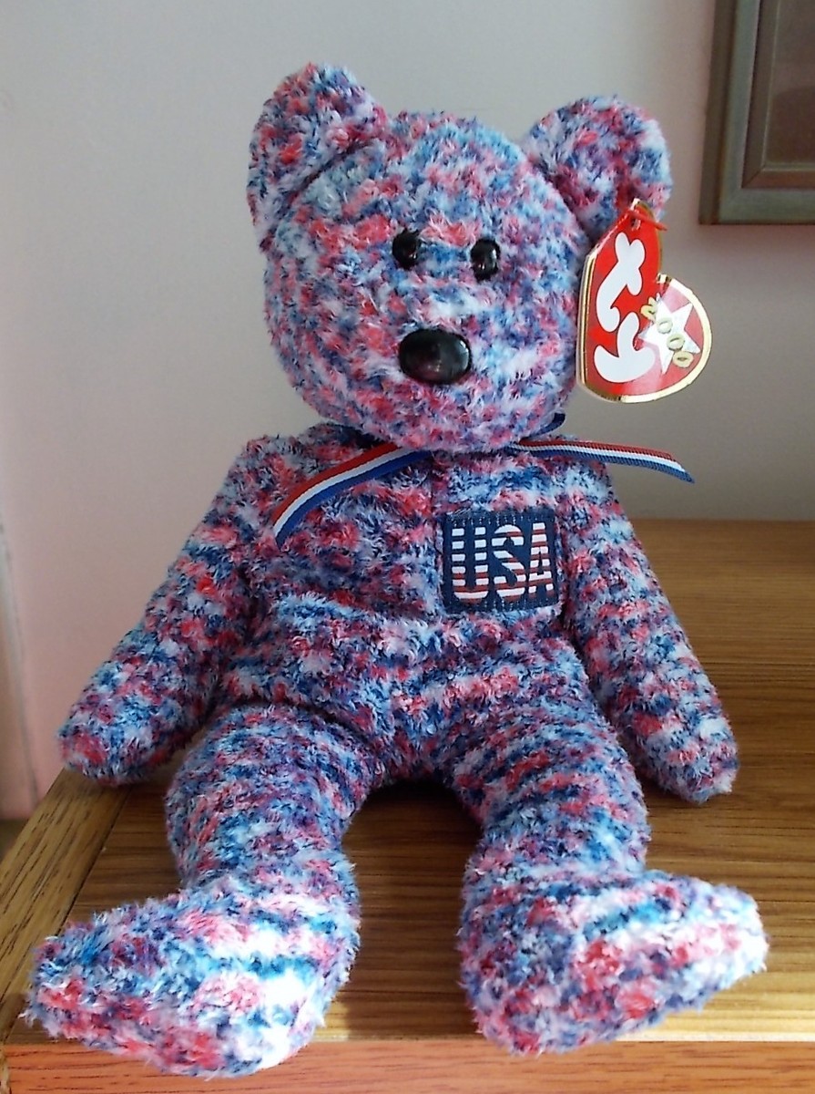 BEANIE BABIES USA THE BEAR WITH TAG BORN JULY 4th 2000 - RETIRED