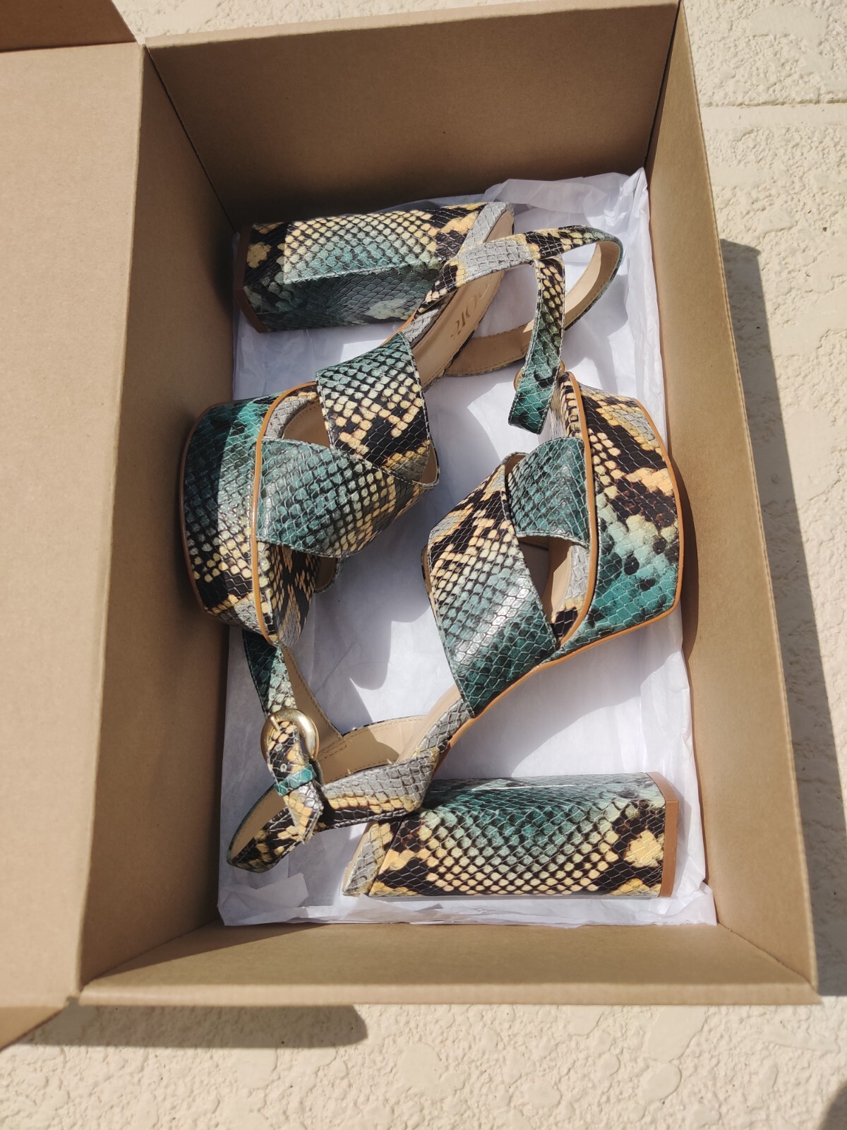 Idore Snake Print Python Platform Leather Sandals… - image 11