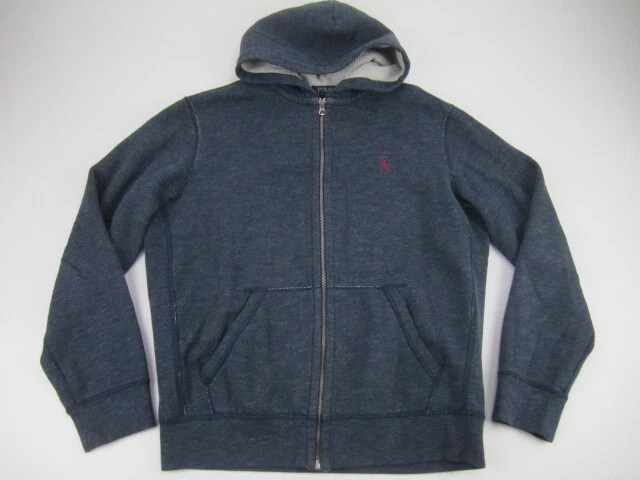 Mens Large Polo Ralph Lauren blue hoodie full zip sweatshirt *No hood  string | eBay