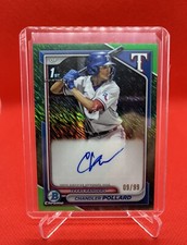 Chandler Pollard 2024 Bowman 1st Chrome Green Shimmer Refractor Auto /99 Rangers