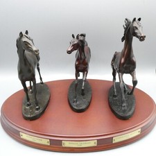 Franklin Mint Set 3 Solid Bronze Horses The Origins Of Champions By Gill Parker