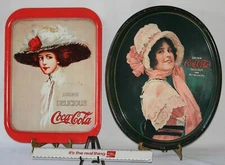 Coke Coca Cola Advertising Trays Oval & Rectangle plus Ruler Its The Real Thing