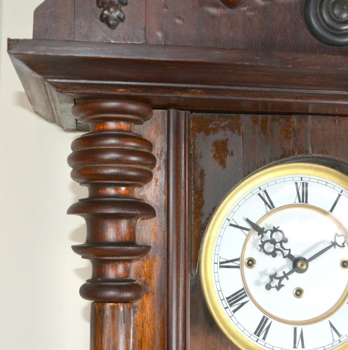 58" Antique 1890 German Gustav Becker Grand Sonnerie Vienna Regulator Wall Clock - Picture 5 of 17