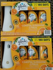 Lot of 2 - Glade Automatic Spray Unit & 3 Refills  - Citrus Packs - Read Descr.