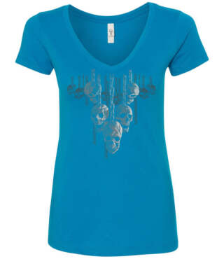 Skulls Hanging on Chains Women's V-Neck T-Shirt Death Creepy Scary Hell Devil