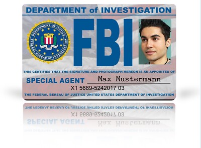 FBI-Ausweis als hochwertige Plastikkarte, Scherzartikel, Personalisiert - AU-409