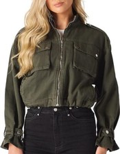 JMOJO  Ladies Cropped  Jacket Womens Stretch Trucker Casual Soft Outerwear