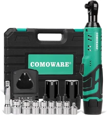 3/8 Cordless Electric Ratchet Wrench Kit, 40Ft-Lbs Torque, 12V Power, 8 Sockets,