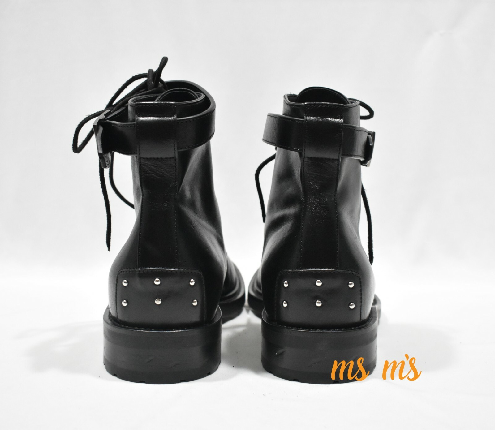 Nuovi con scatola Saint Laurent YSL Black Army Moto borchie fibbia in pizzo pelle EU45 US12