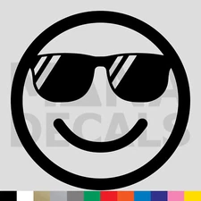 Sunglasses Smiley Face Vinyl Die Cut Decal Sticker - Cool Smile Summer Beach