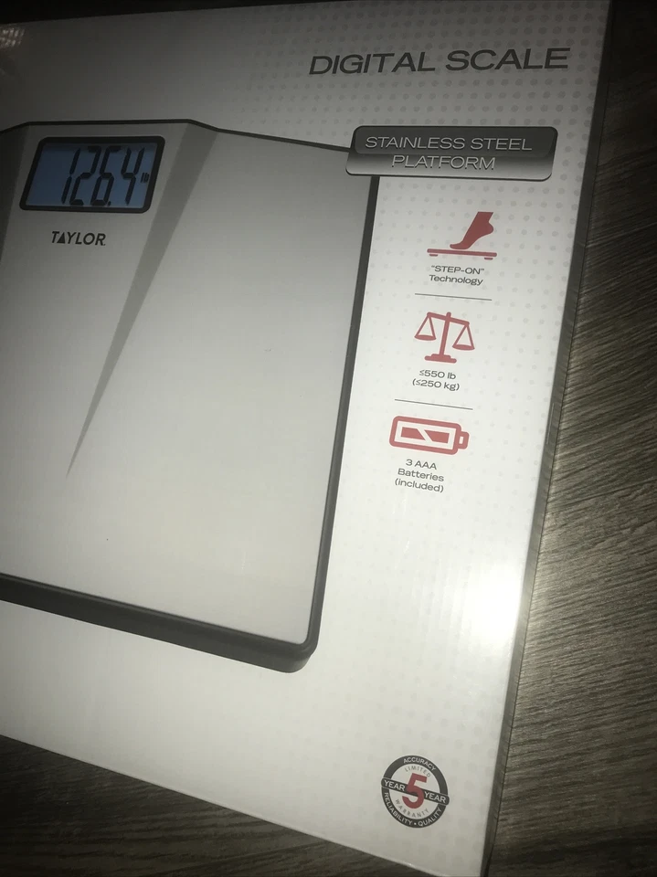 NEW Taylor Silver LCD Digital High Capacity Scale Up To 550lb Capacity+Backlight - Image 4 of 4