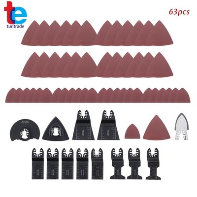 63 PCS Multitool Cutting Blades Quick Release Oscillating Saw Blades Kit