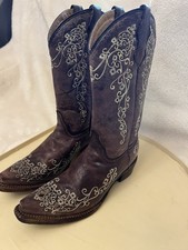 Teen women CORRAL CRATER WITH BONE EMBROIDERY WESTERN BOOTS size 5 Cowboy