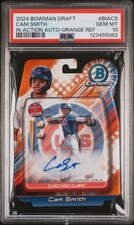 2024 BOWMAN DRAFT #BIA-CS CAM SMITH IN ACTION AUTO ORANGE 25/25 PSA 10 *POP 2*