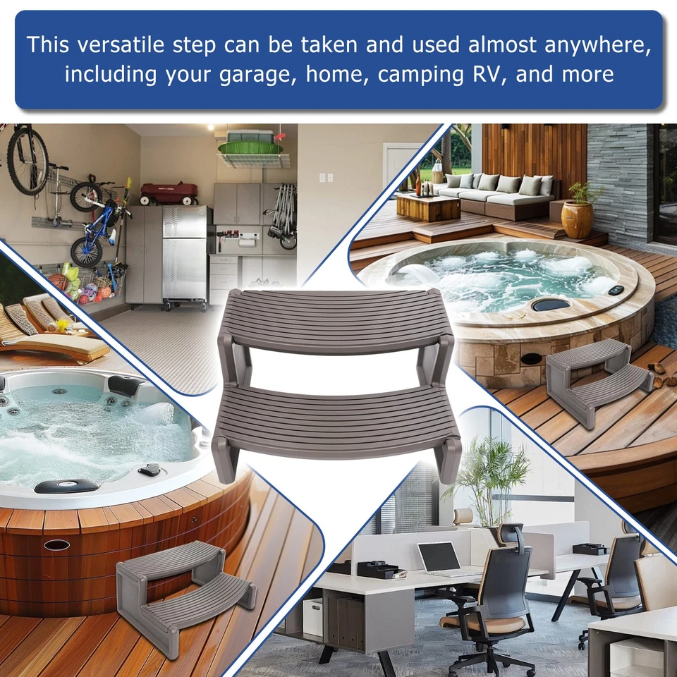 Pasos universales para bañera de hidromasaje spa antideslizantes Handi-Step gris oscuro/negro/gris carbono/marrón Foto 3 de 4