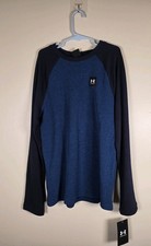    Under Armour Boys Blue Thermal Knit Long Sleeve Shirt YM   New with Tags 36