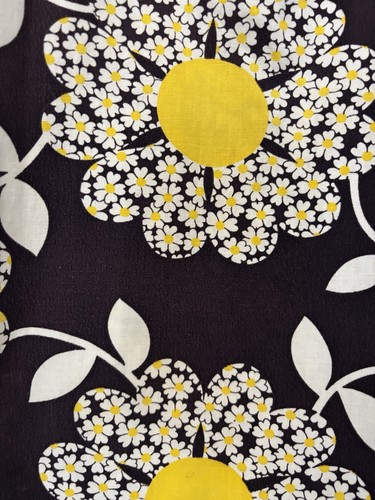 Vintage 60s Black & Yellow Daisy Floral Mid Century Mod House Shift Dress size L - Bild 10 von 14
