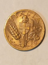 Moneta Regno d'Italia Vittorio Emanuele III 10 Centesimi Impero 2° Tipo 1940